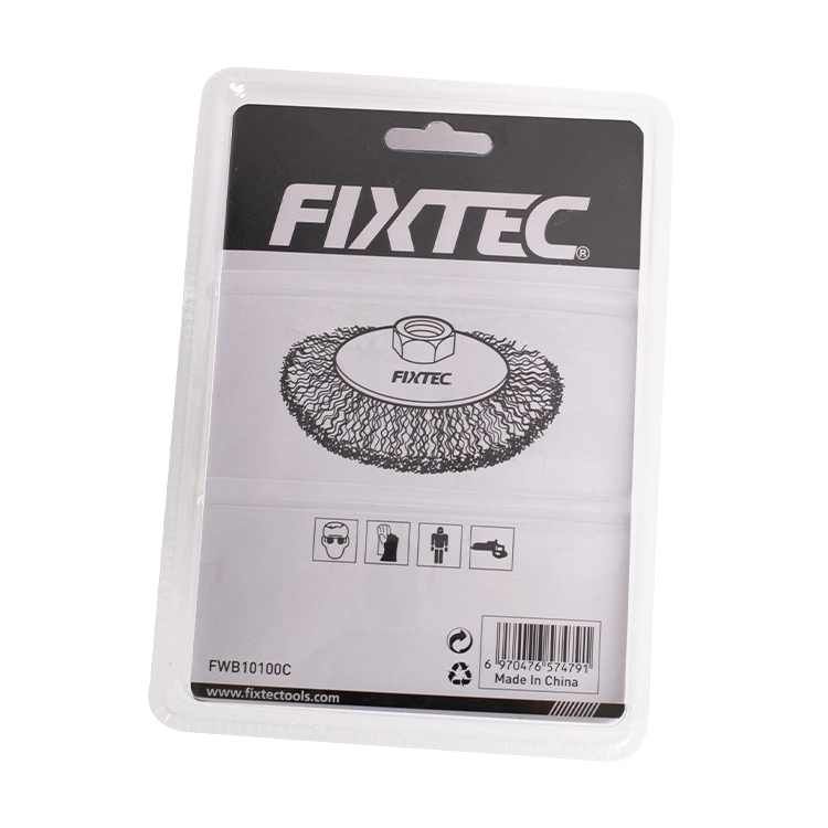 Fixtec Industrial Quality 4" 0.3mm Wire Dia Steel Wire Bevel Brush