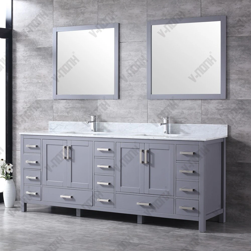 Super Large 84 Inch Solid Wood Double Bathroom Vanity Cabinet Set