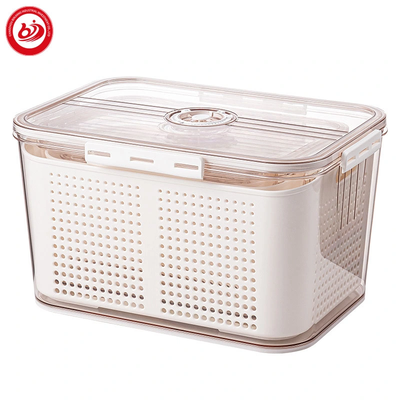 Fruit Vegetables Drain Basket Organizer Storage Crisper Sealed Refrigerator Storage Box