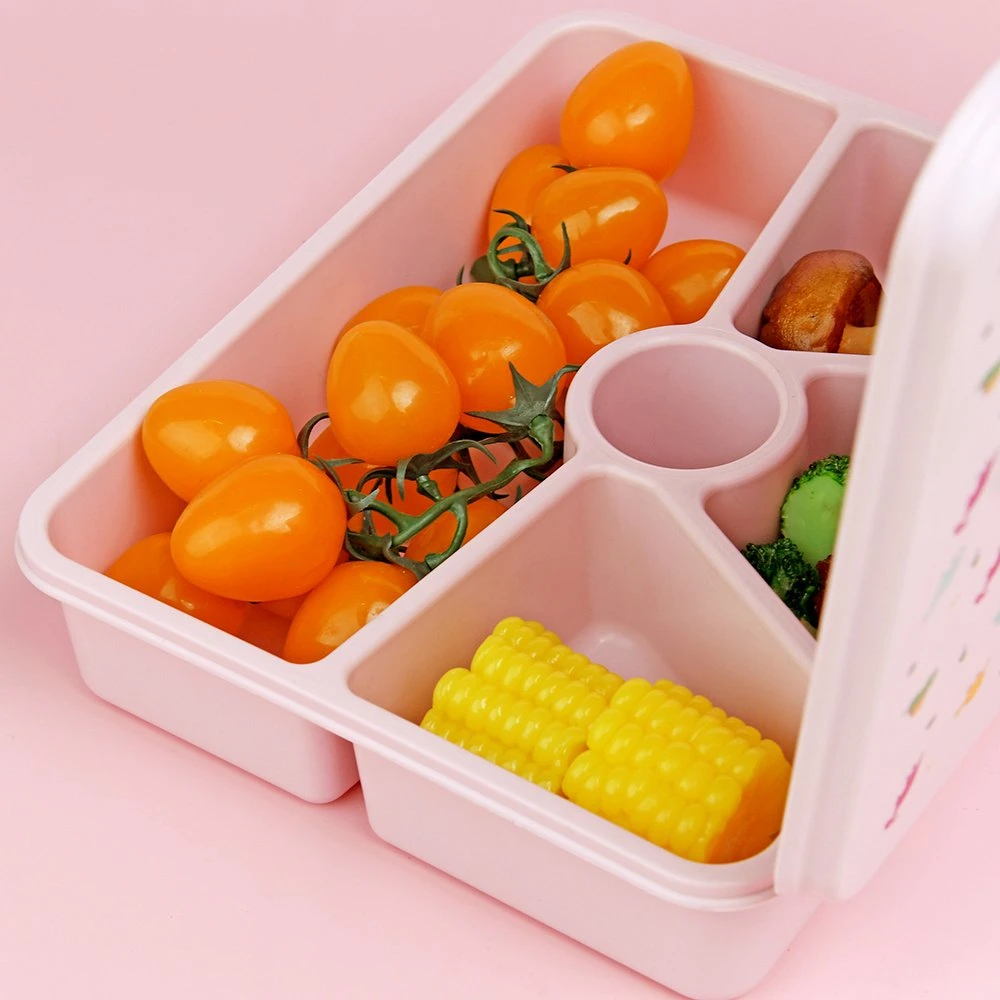 Aohea Lunch Box para estudiantes Ir Camping 5 compartimentos Bento Caja de almuerzo contenedor de alimentos calienta de alimentos contenedor de plástico inoxidable Caja de acero para el almuerzo Kawaii Tablewar