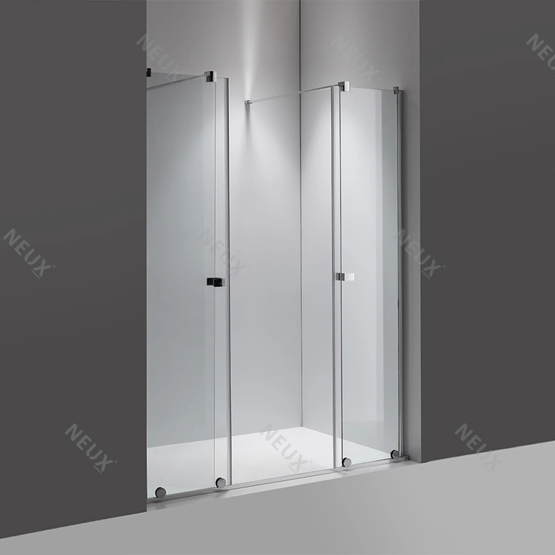 Simple Retractable Double Sliding Door 8mm Tempered Glass Shower Door with Rollers