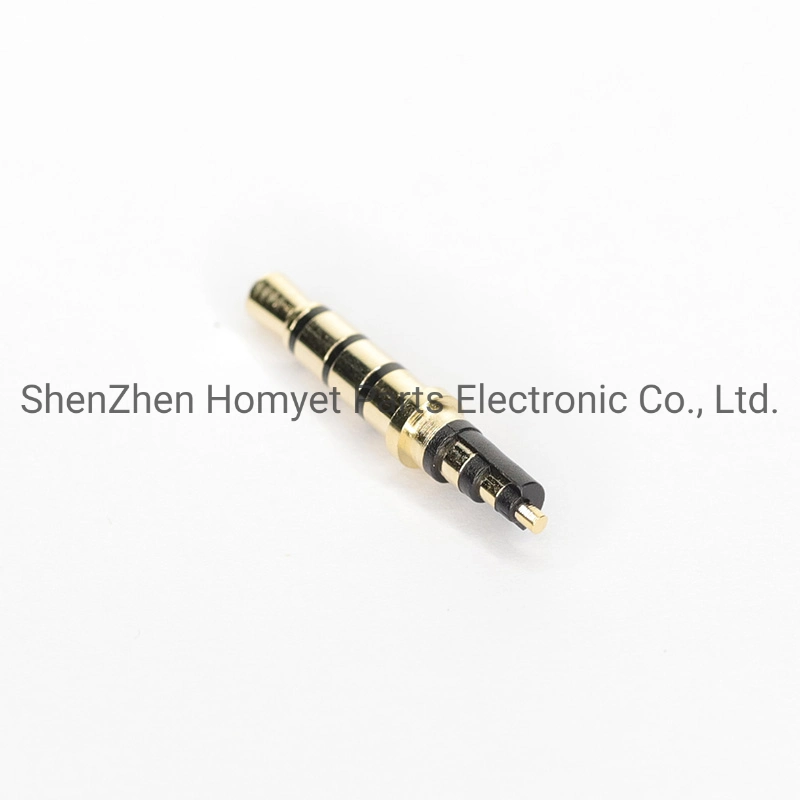 3.5 Gold Plated Welded Wire Type 4-Section Metal Earphone with Switch Good Quality Plug Wire End Male