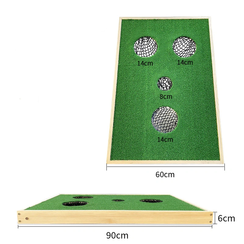 Lächelndes Gesicht Golf Cornhole Spiel mit Chipping Mats