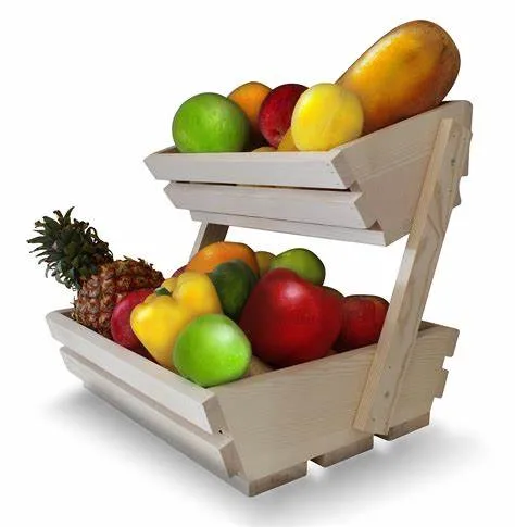 Customized High quality/High cost performance Wooden Supermarket Floor Fruit and Vegetable Display Rack