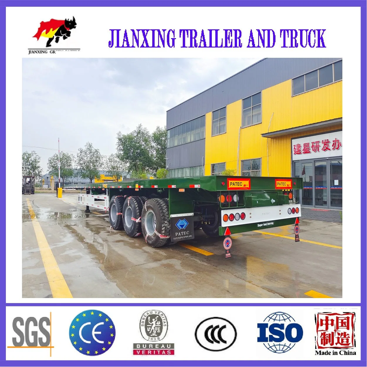 Factory Direct Sale Tri-Axle 40 FT Flatbed Container Semi Trailer for Sale