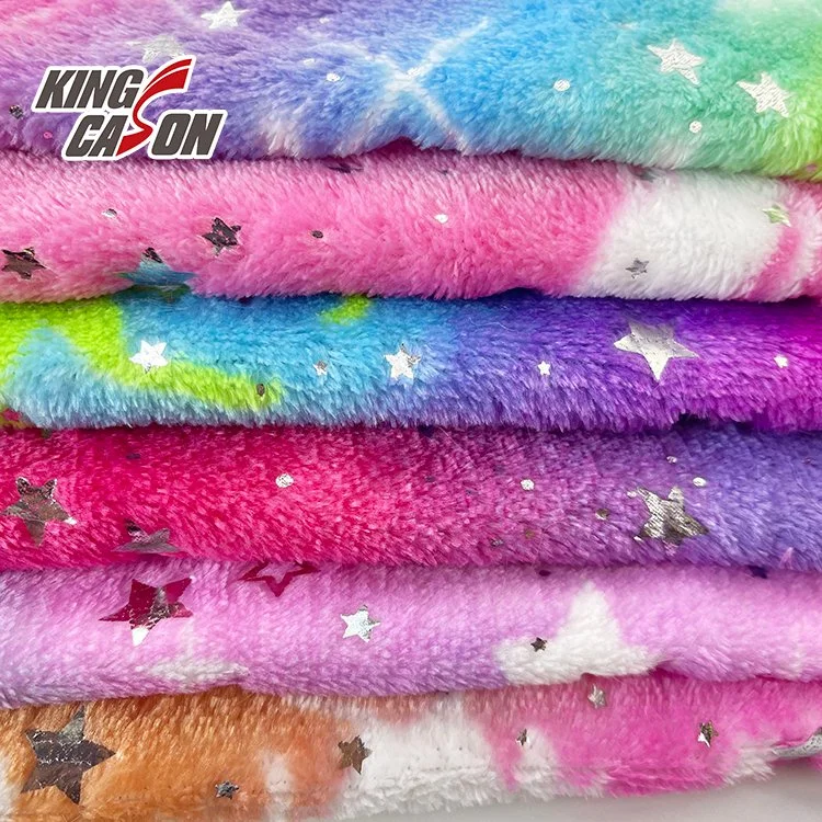 Kingcason New Type Luxury Foil Stamping Rainbow Flannel Fabric for Kids