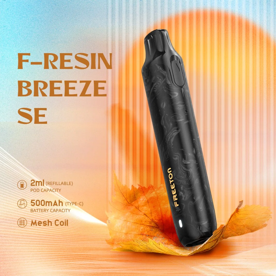 Top Atomization Function New Innovation Resin Material Hot-Selling Refillable Vape Pen in Black Color with Texture
