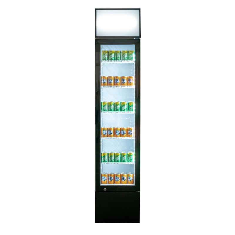 Single Glass Door Slim Commercial Supermarket Display Fridge for Energy Drink