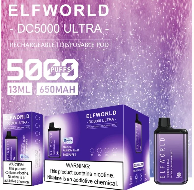 Hot Sale Latest Flavors Original Authentic Elfworld DC5000 Disposable E Cigarette Vs Elf Bc5000 Puffs