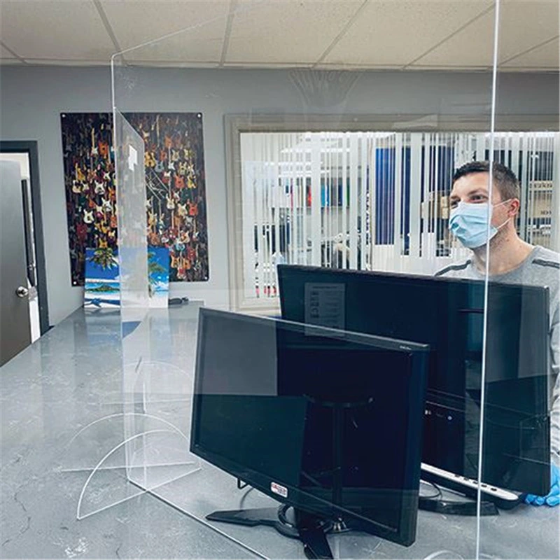 Custom distanciamiento social escudo protector transparente de plexiglás claro armado de PC portátiles pantallas protectoras de animales de compañía de guardias de acrílico estornudar