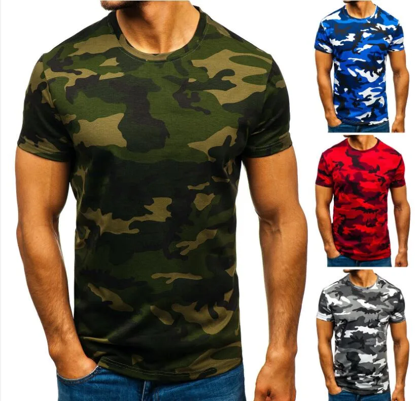 Nouveau design de mode Casual Men's Camo col rond T-shirt en coton de camouflage militaire armée lutte contre la T shirt respirable