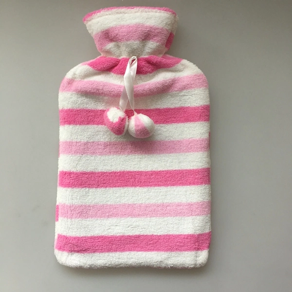 Pink Strip Coral Fleece Cover for Rubber Bag
