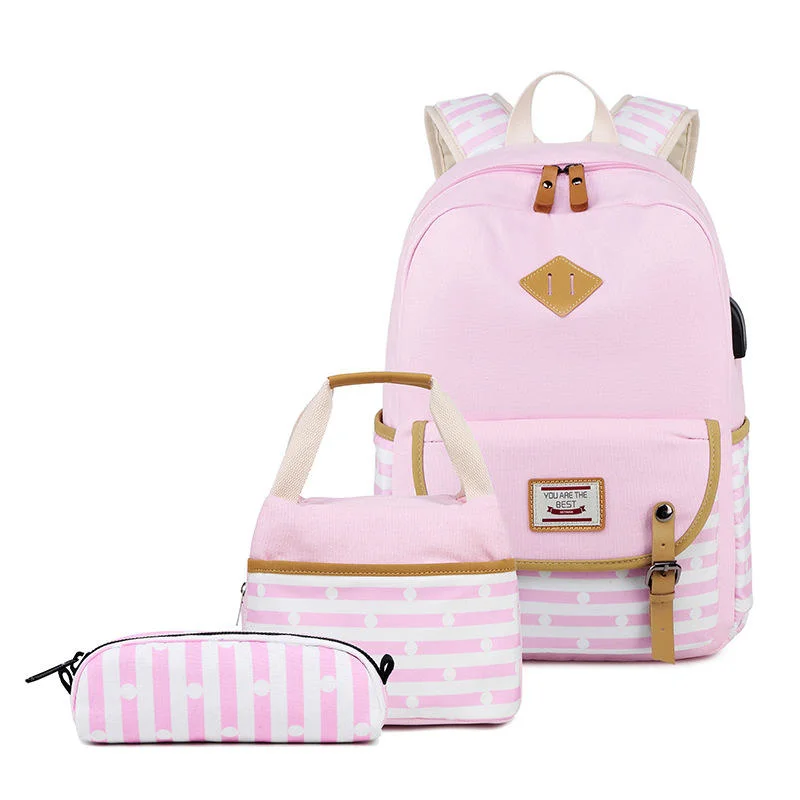 2023 Wholesale/Supplier Three-Piece Set Canvas Casual Backpack