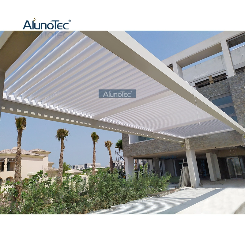 AlunoTec Customized Modern Motorised Pergola Rainproof Sunshade Gazebo Outdoor Sustainable Aluminum Canopy