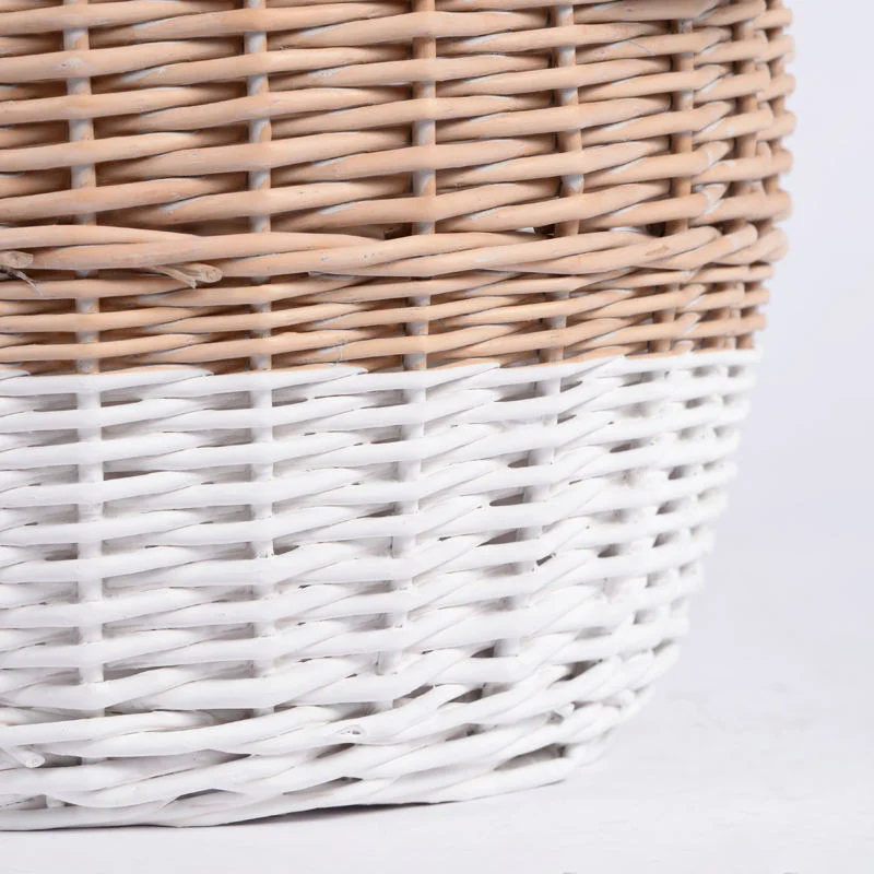 Juta corda grande Round Belly Woven Rattan Jardim armazenamento Cesto do salgueiro do bin para hampers do presente da lavanderia com alças