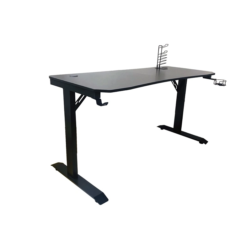 Black Powder-Coated Metal Legs, Labels or Decals on The Legs Computer Gaming Table