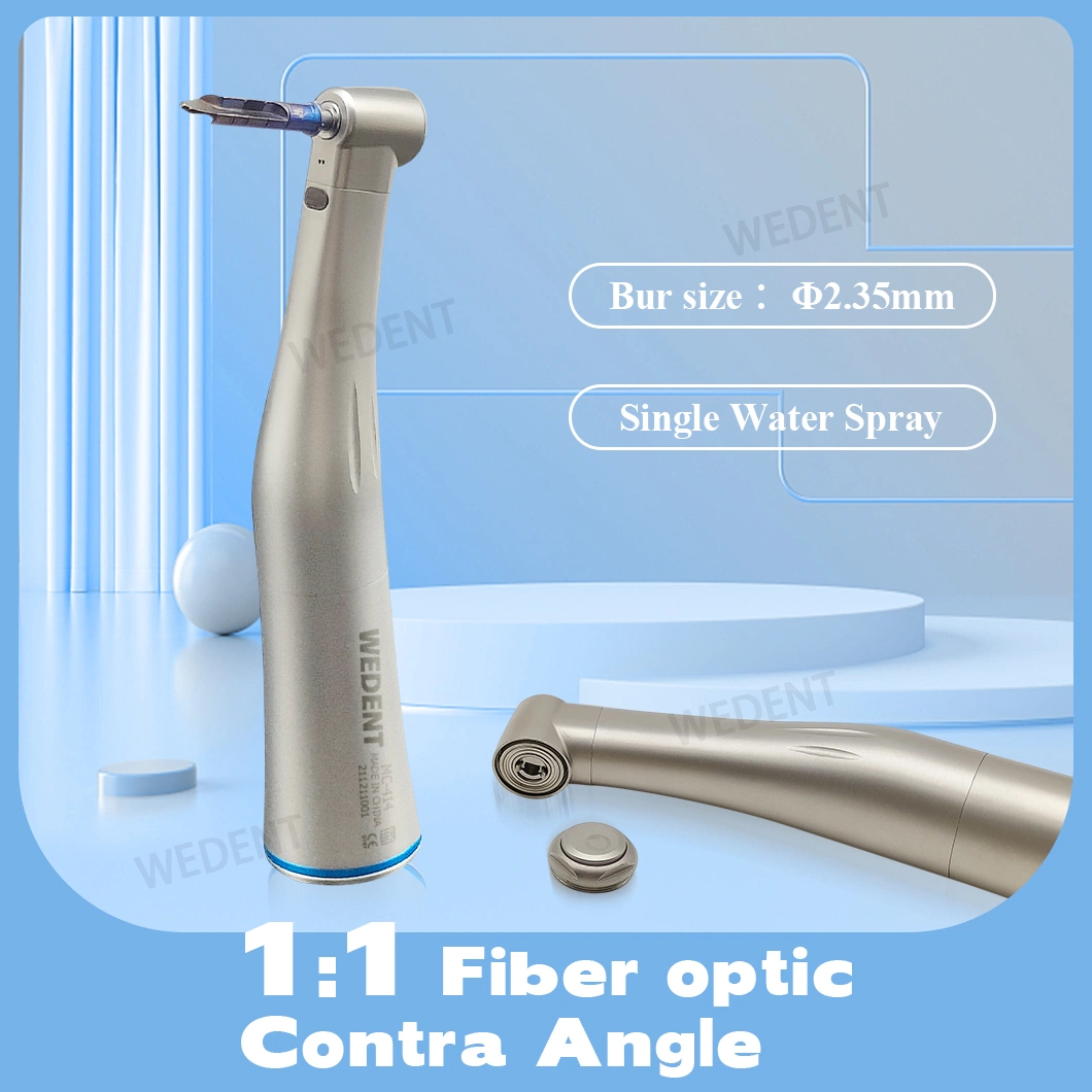 Dentistry 1: 1 Steel Material Internal Single Spray 40, 000 Rpm Fiber Optic Increasing Contra Angle