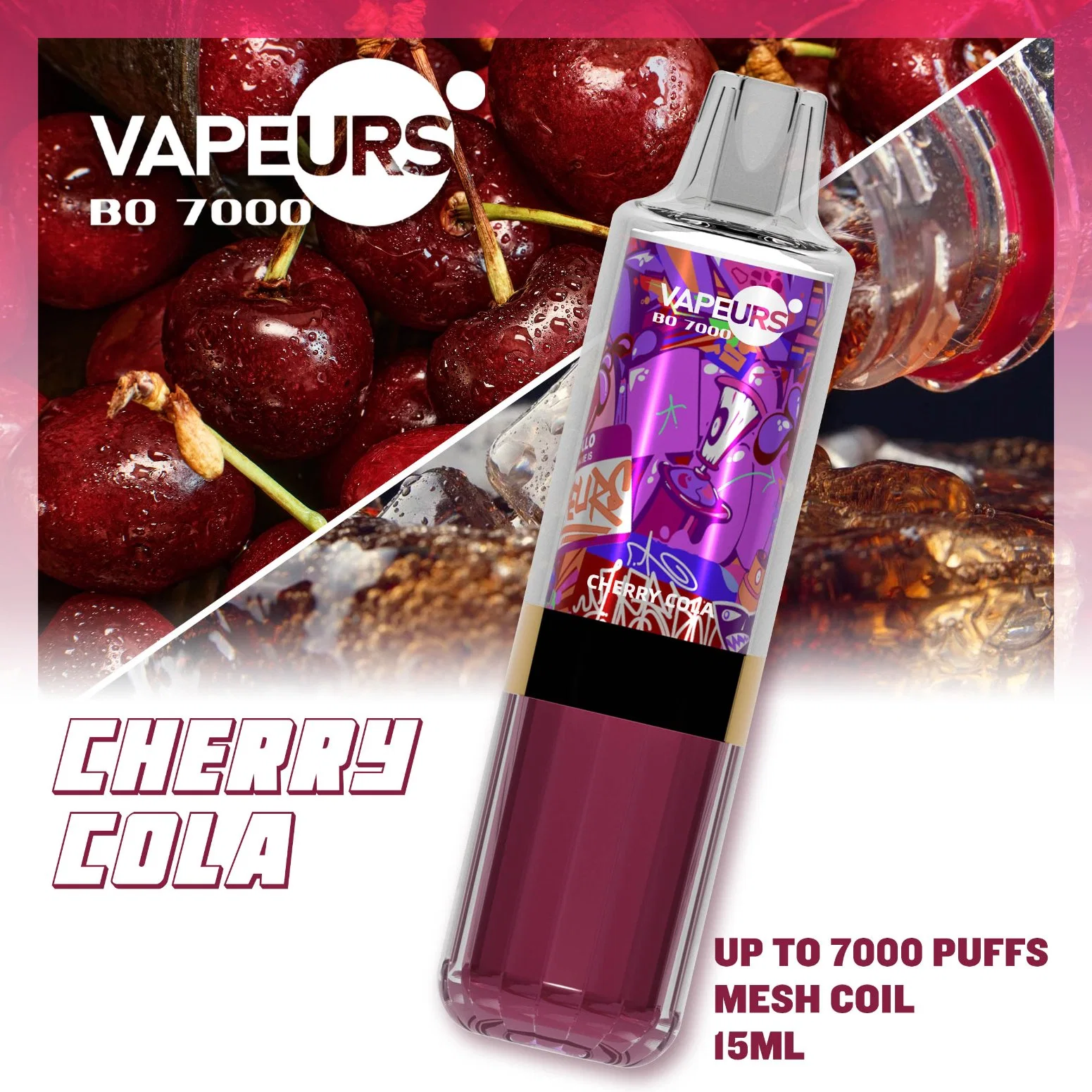 Vapeurs Bo7000 Puffs New Disposable/Chargeable Vape Battery Mint/Fruit Flavored USA Wholesale/Supplier