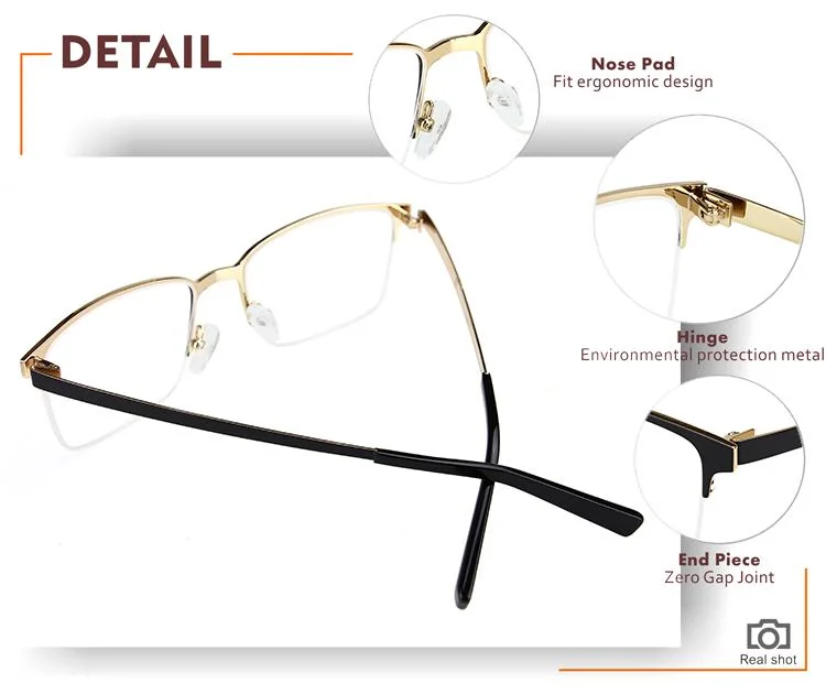 Simple Semi-Rimless Metal Optical Frame Anti Blue Light Reading Glasses