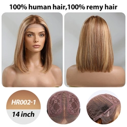 Straight6 polegadas Ombre Brown curto Bob 100% Remy Wigs humano Cabelo