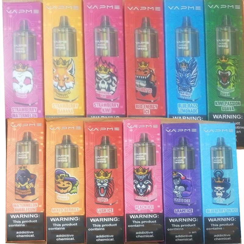 Vapme King 12000 Puffs Einweg-E-Zigaretten 650 mAh wiederaufladbare Batterie Luftstromregelung Netzspule 20ml vorgefüllter Pod 12K großer Dampf Kit 18 Kol