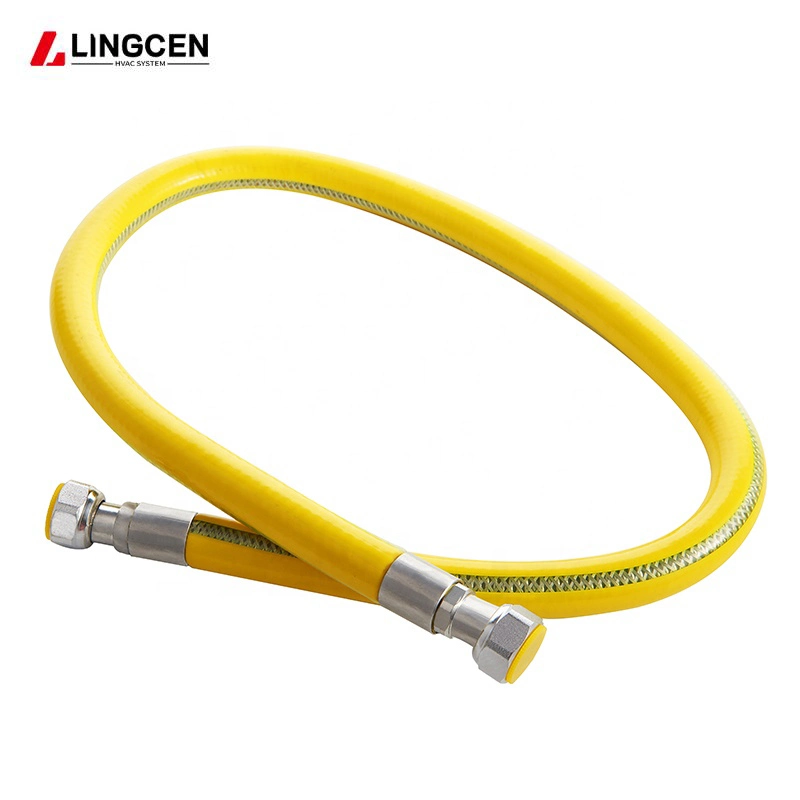 Tubo flexible de gas natural amarillo trenzado de nylon de acero inoxidable Manguera