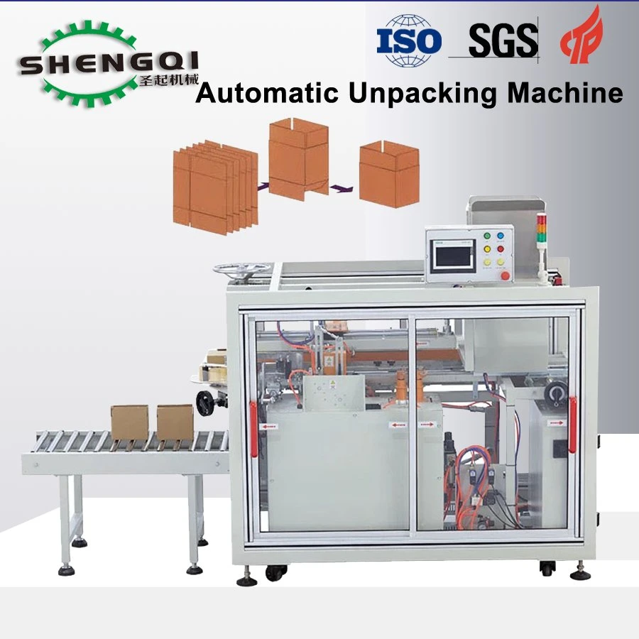 Automatic High Speed Tape Sealing Vertical Type Case Carton Corrugated Box Unpacking Machine