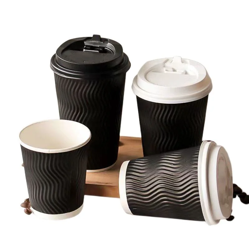 Disposable Double-Layer Corrugated Paper Cup with Lide for Takeaway