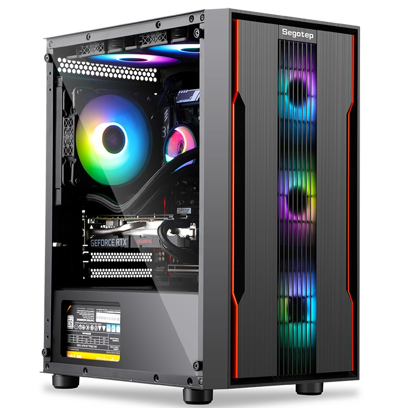 Segotep Prime G Plus Mesh Front Panel for Great Airflow and RGB Lighting Effect, USB3.0*1, USB2.0*2, HD Audio, 8 Fans Position, Gaming Case