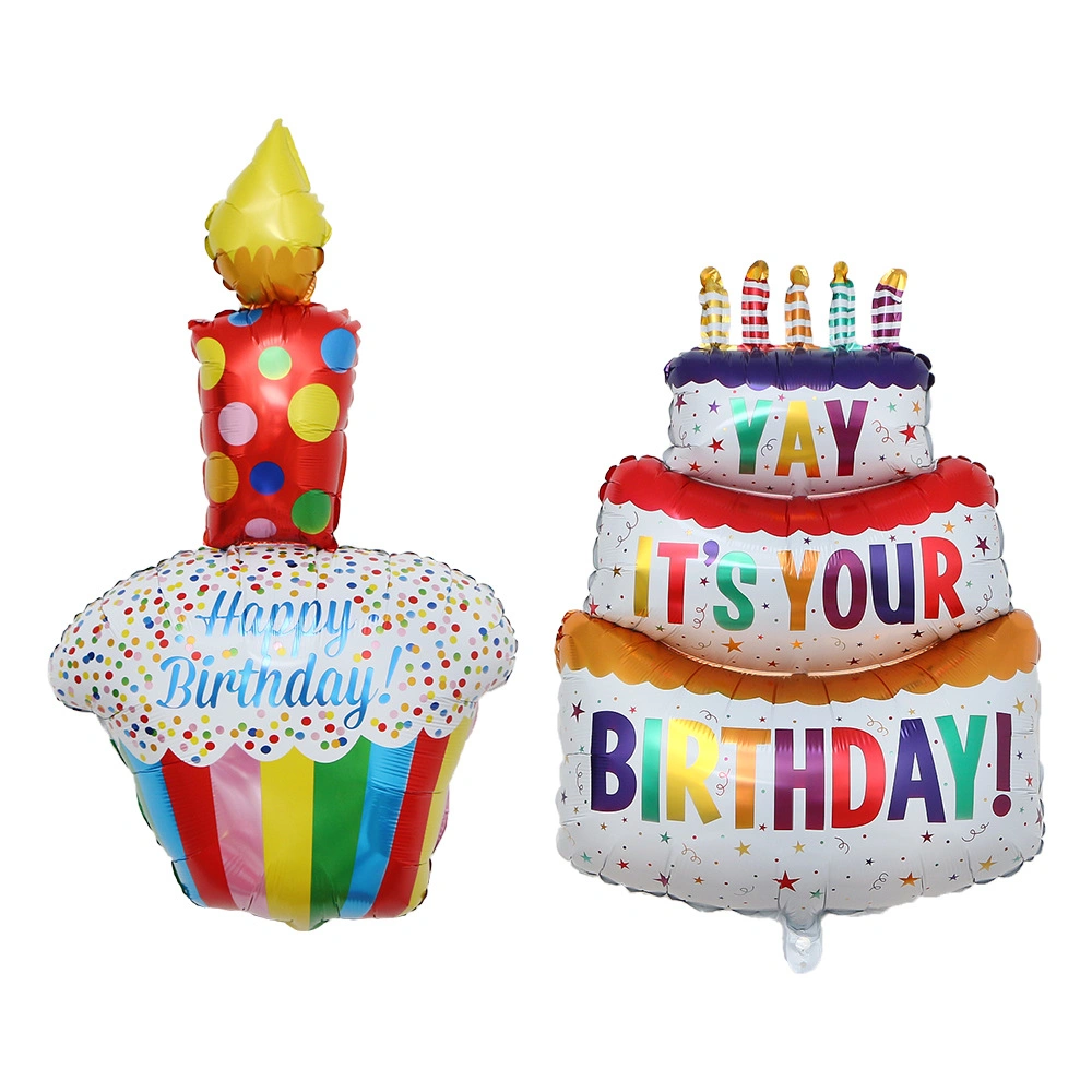 New Large Candle Three-Layer Cake Shape Aluminum Film Party Decoration Balloon