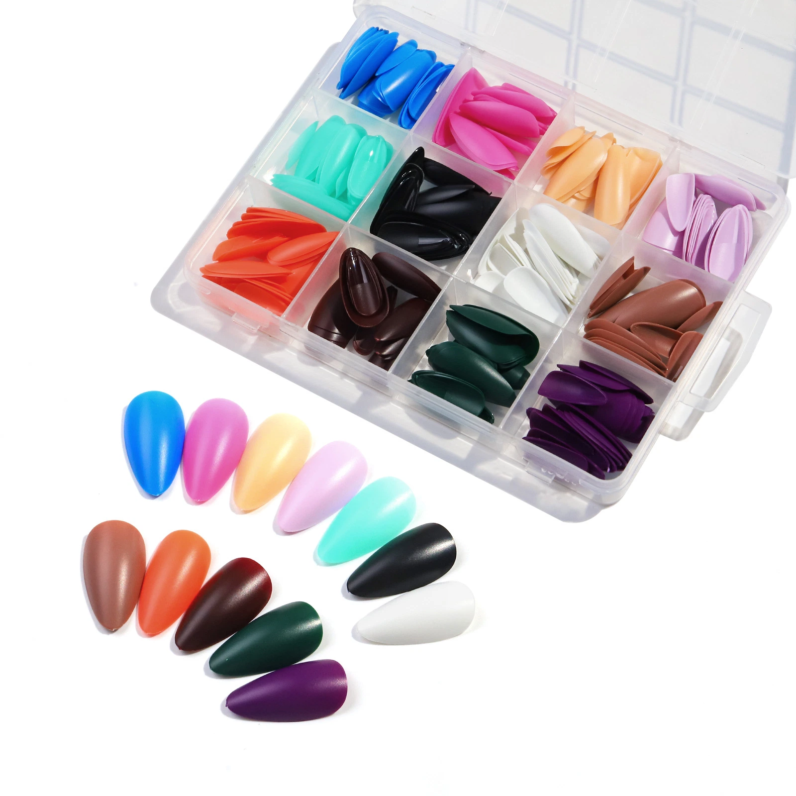 12 Colours Candy Colors French False Nail Tips Rainbow Color Artificial Fake Nail Art Beauty Manicure Makeup Tools Art Nail