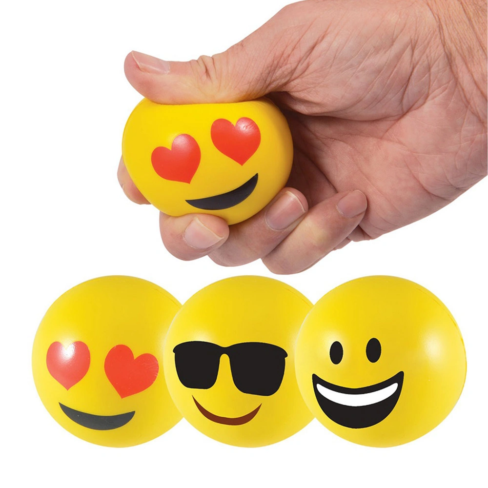 Wholesale/Supplier Bulk Free Custom Logo Emoji Anti Stress Relief Balle Apple Heart Shaped PU Foam Football Squeeze Fidget Toy Squishy Fruit Grape Reliever Stress Ball