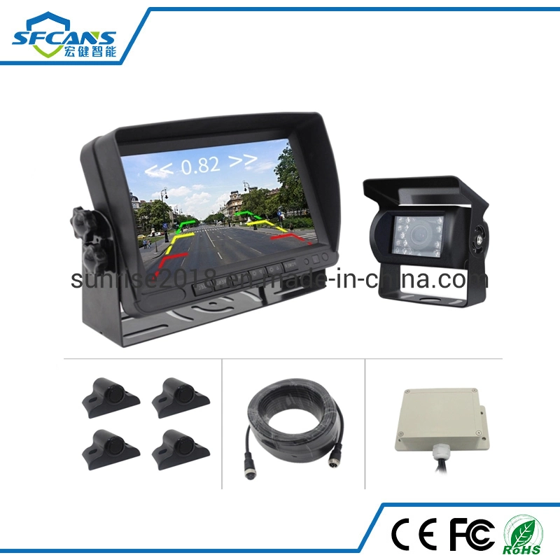 24V Voltage Wired Truck Parking Sensor with 7inch Display and 4 PCS Reversing Digital Sensors