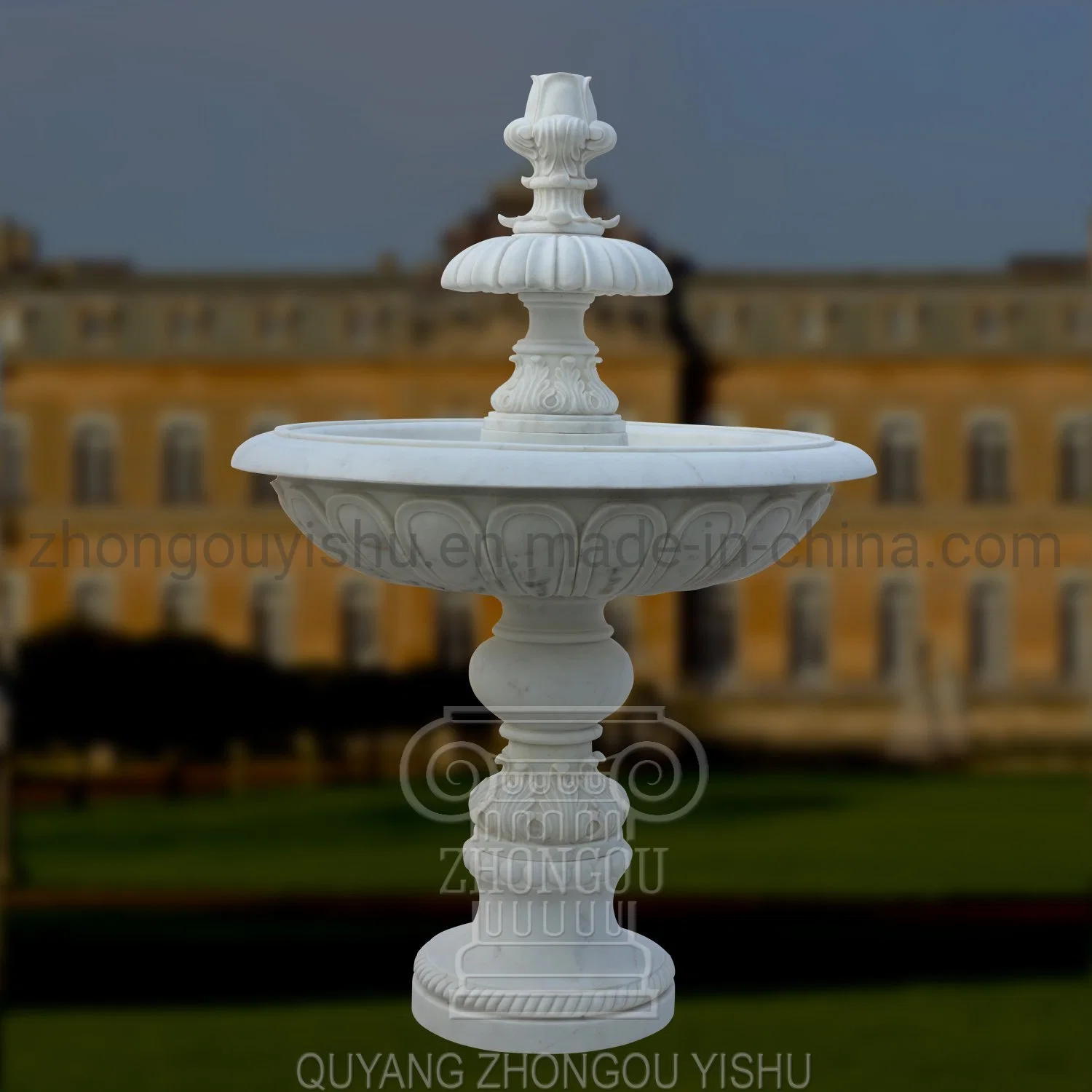 Outdoor Travertine Three Tier Bowl Basin Water Fountain