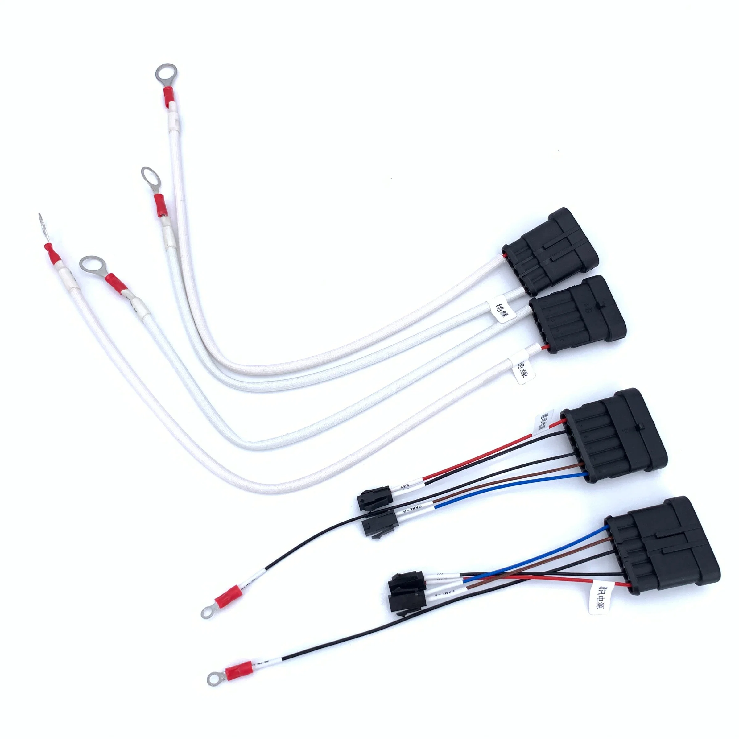 New Energy Vehicle Waterproof Connector, Cable Wiring Harness, Tyco 282106 Sensor Connector, 4p Wire to Wire, Sleeve High Temperature Glass Fiber Tube Wire Line