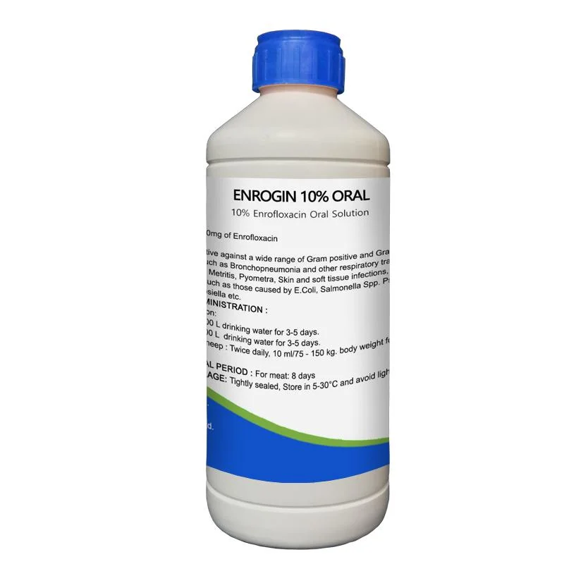 Medicamento veterinario Enrofloxacina solución oral 10% para aves de corral infección bacteriana 500ml, 1L