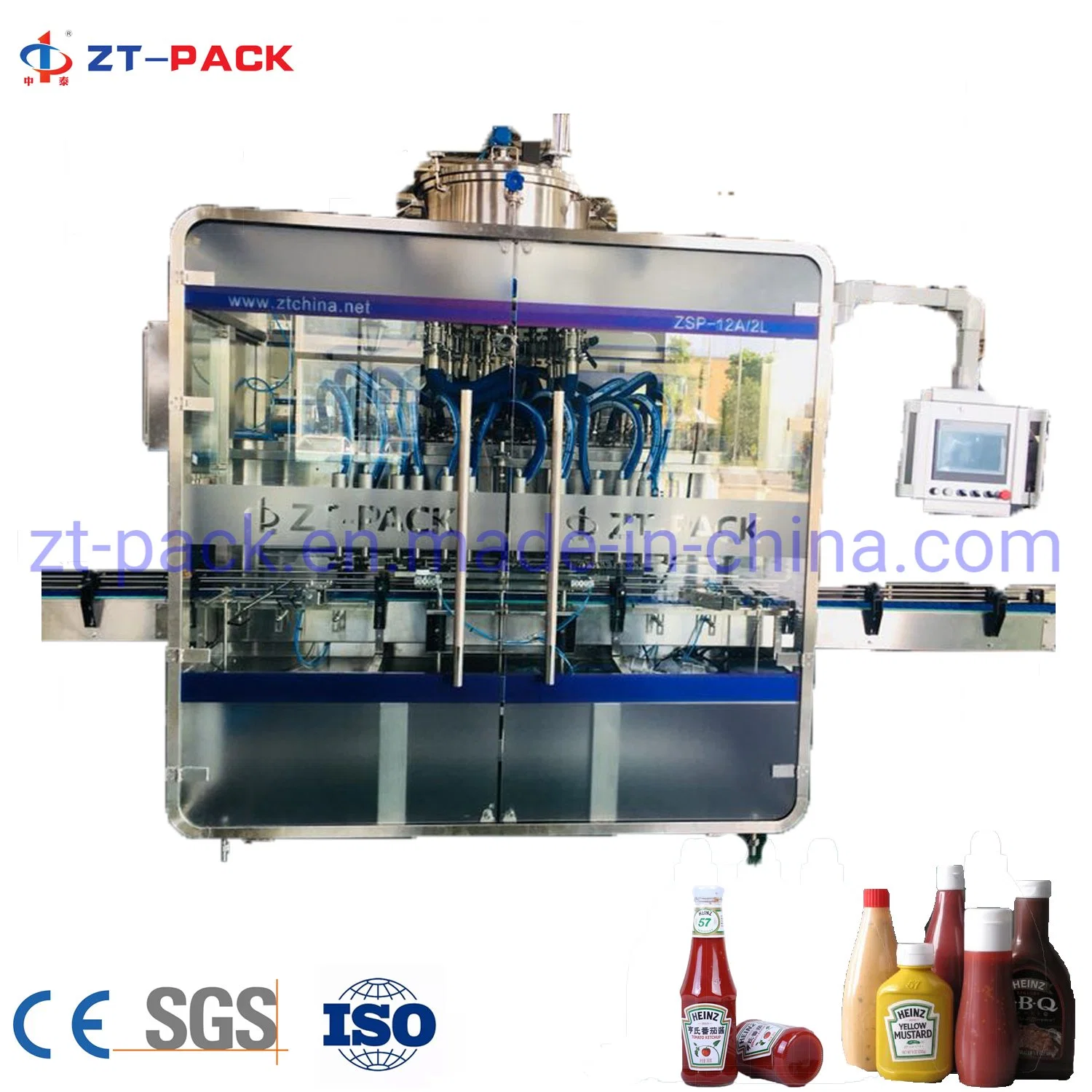 Automatic Hot Sauce/Tomato Paste Liquid Filling Machine with Mixer Jam Chocolate Bottle Liquid Filling Packing Machine