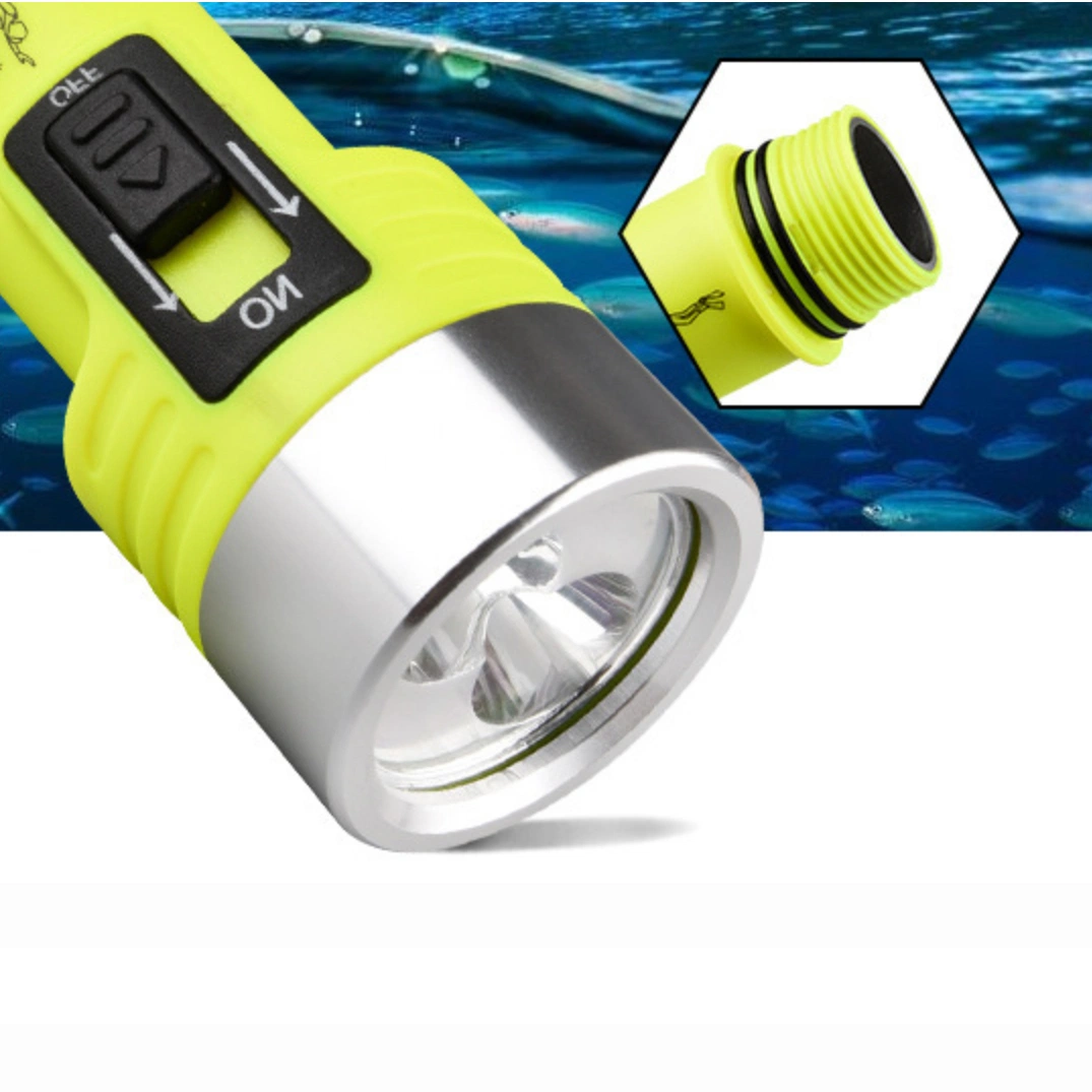 Portable Underwater Emergency Torch Lighting 2 X T6 Aluminum LED Torch Lamp for Diving with Dual Color Battery Powered Magnet Switch LED Flashlight
