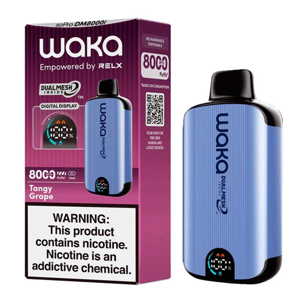 Waka 8000 indicador de dispositivo de pantalla inteligente Puffs E batería líquida Capacidad 14ml bobina de malla Precio de fábrica VAPE desechable