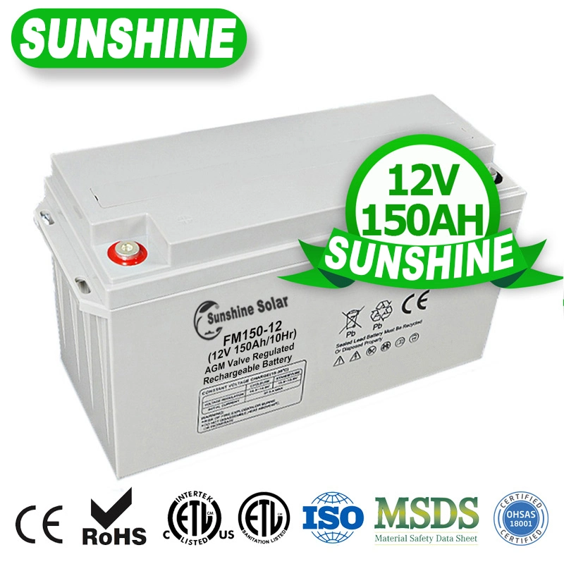 Sunshine à cycle profond Rechargeable 12V 100Ah 150A 200AH 250Ah packs batterie solaire