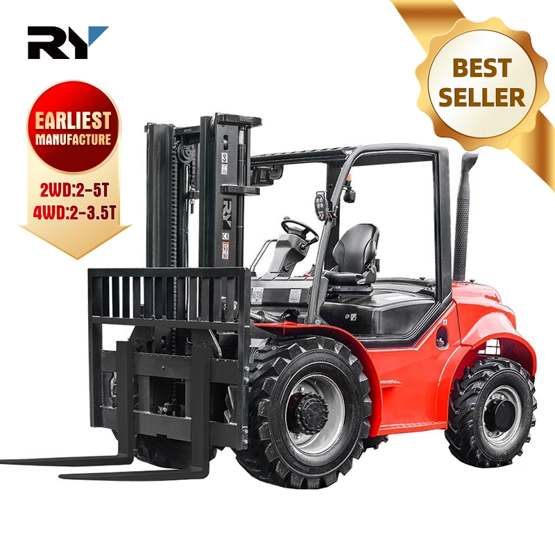 Royal 3 Ton 3.5 Ton 5 Ton 2WD 4WD CE ISO Articulated 4X4 off Road Diesel Montacargas Rough All Terrain Forklift Trucks with Japanese Engine