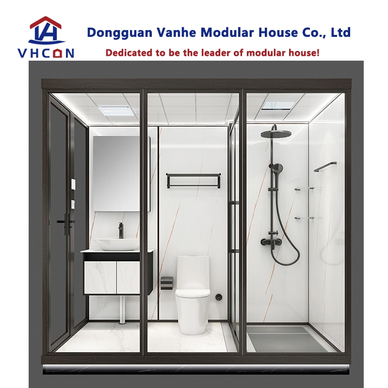 Hotel Design Glass Door Portable Prefabricated Unit Shower Complete Modular Prefab Cabin Bathroom Pod with Toilet