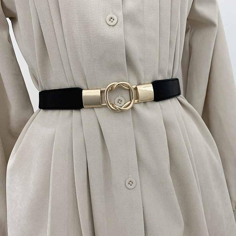 Woman Coat Suit Sweater Elastic Belt Decoration PU Leather Material with Metal Buckle New Design Fashion Wholesale Belt Bl-3006