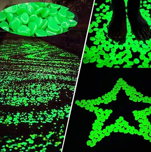 Green Glowing Rocks for, Garden Lawn Yard, Aquarium, Walkway, Fish Tank, Pathway, Luminous Pebbles Powered by Light or Solar-Recharge Repeatedly