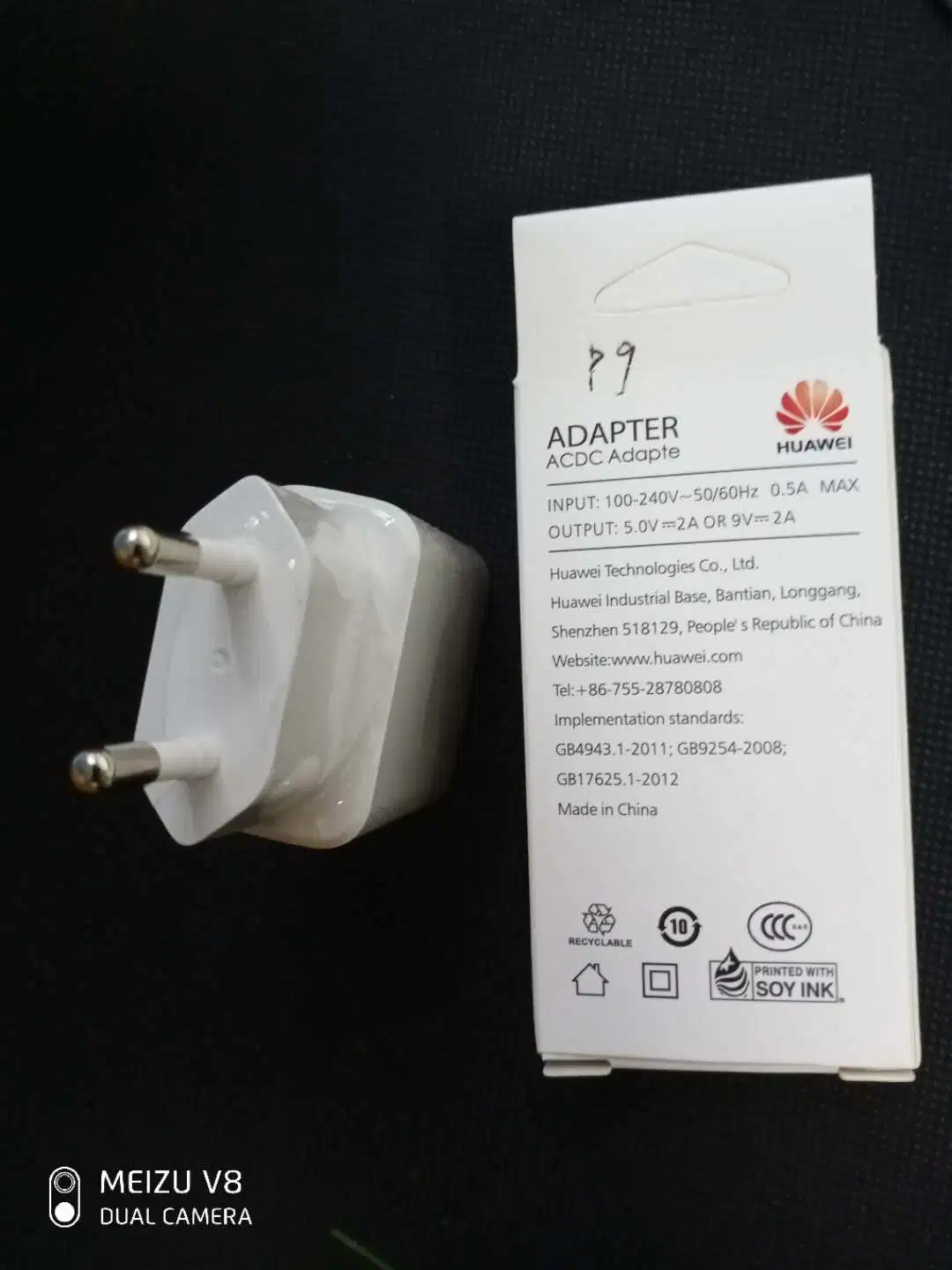 100% d'origine Chargeur de téléphone mobile de charge rapide de l'adaptateur pour Huawei P8 Acad Carte réseau