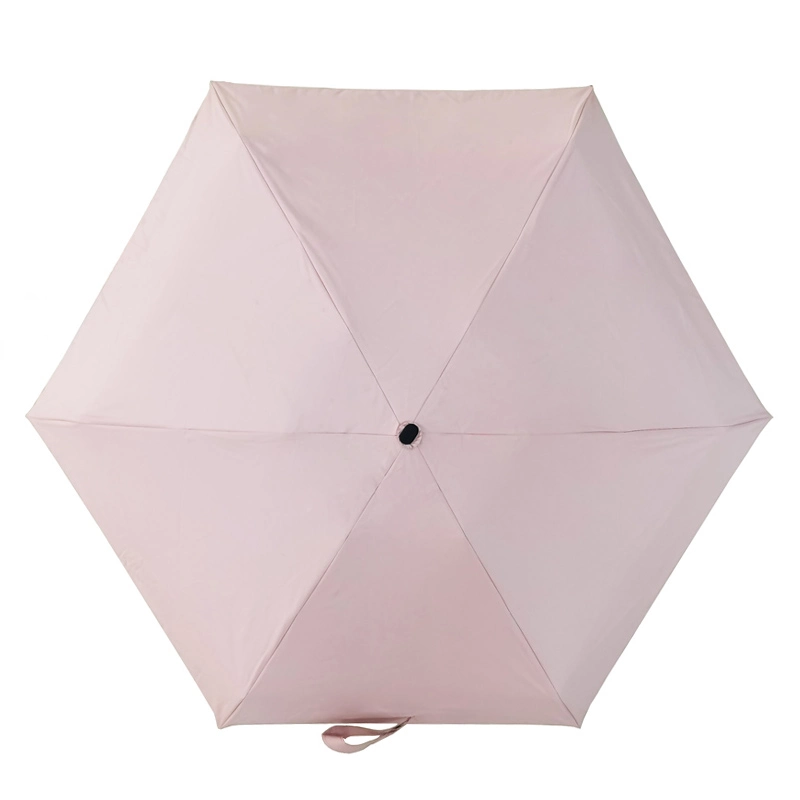 Promotional Outdoor 6ribs Manual Opening Close Mini 5fold UV Umbrella Women