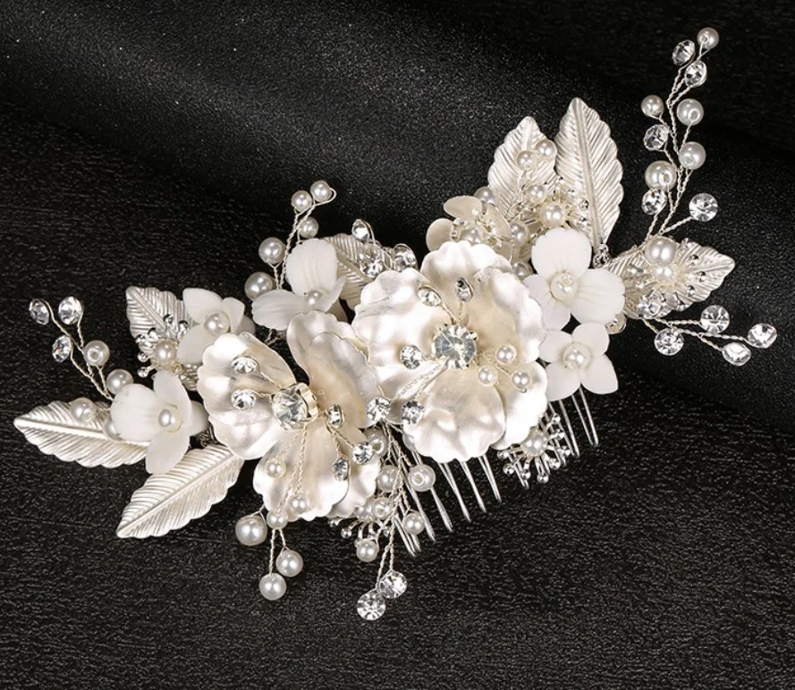 Bridal Wedding Pearl Hair Comb Hair Accessories. Vintage Pearl Flower Hair Comb Headpiece