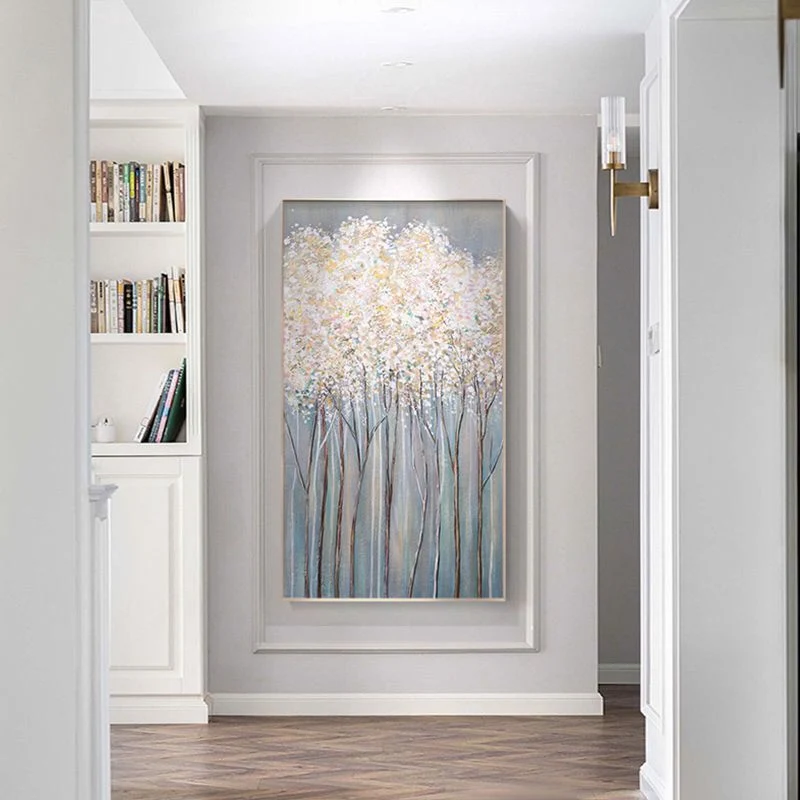 Pure Hand-Painted Money Tree Nordic Light Luxury Mandarin Fortune Abstract Painting