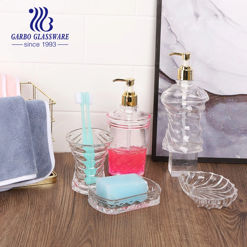 Hotel Empty Glass Bathroom Liquid Soap Dispenser Accessories Set 3PCS for Daily Use