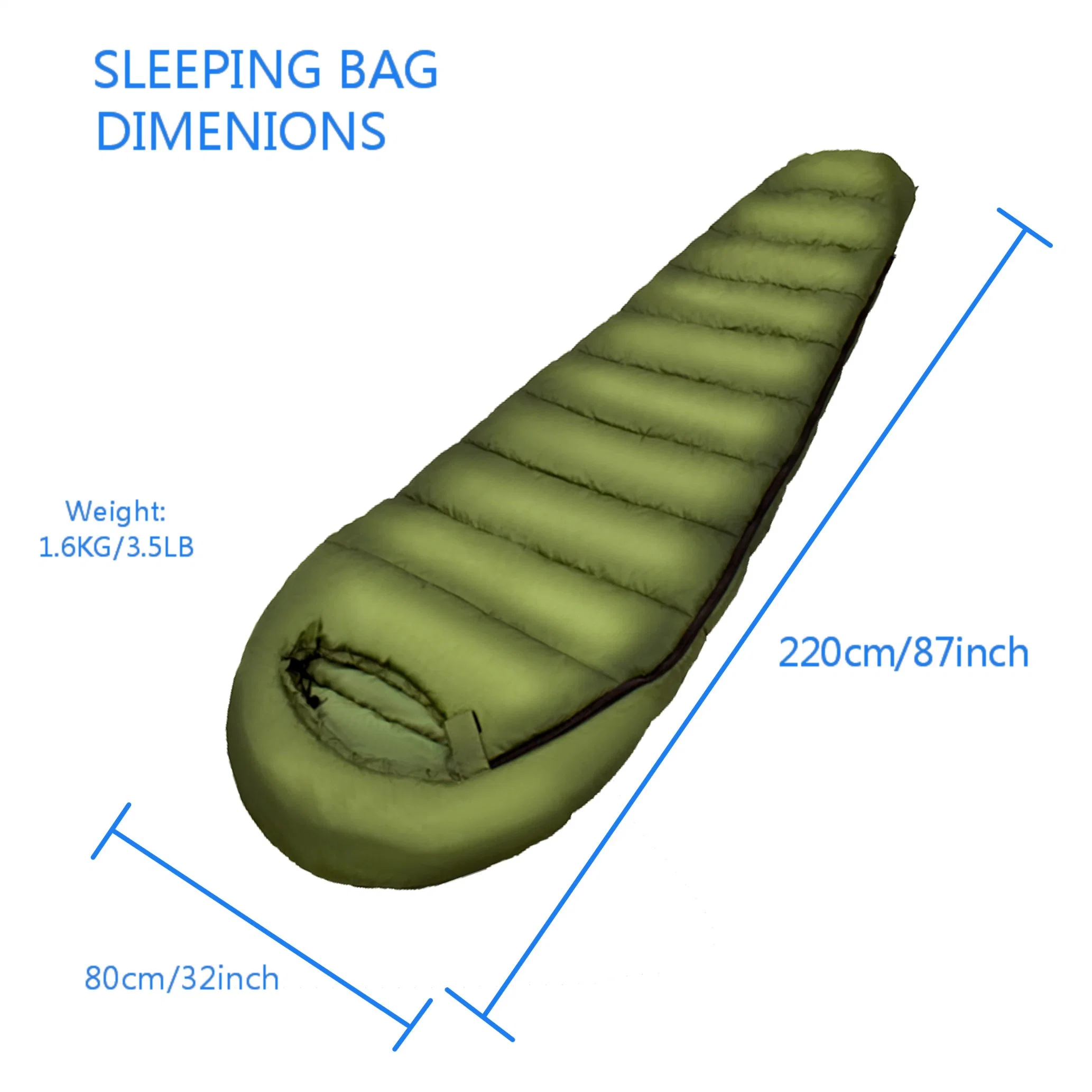 Outdoor Thermal Mummy Electric Battery Heated Sleeping Bag for Cold Weather